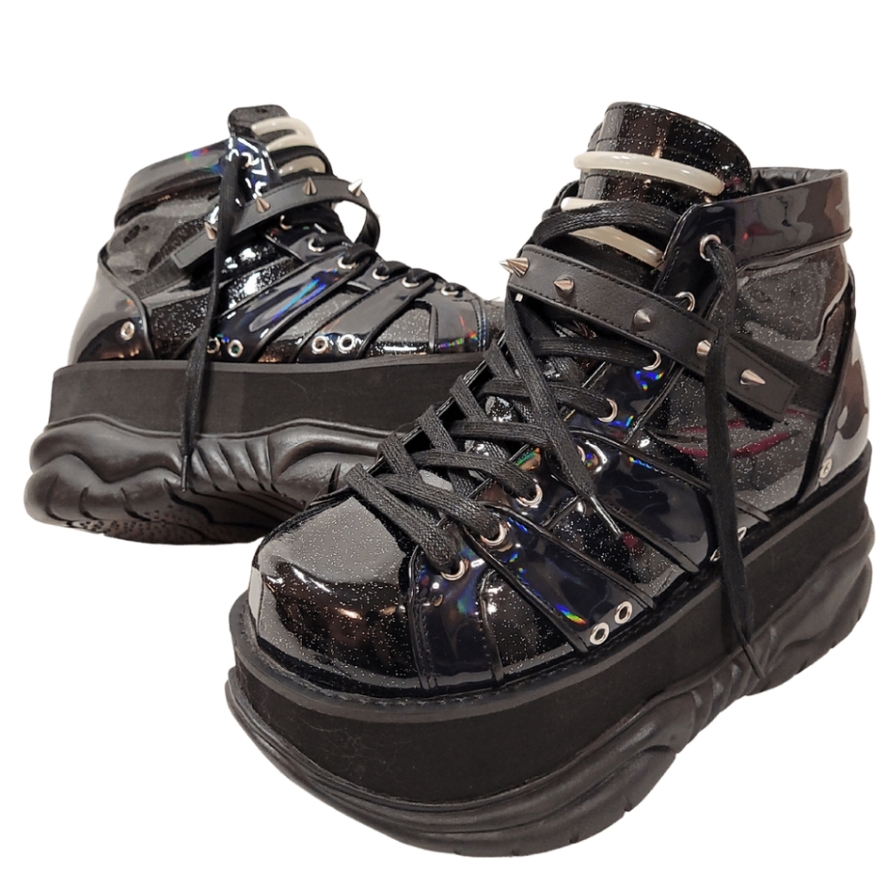 NWOT in box Demonia Neptune mens size 11 platforms black multi glitter goth